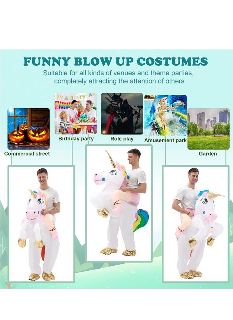 SYOSI - Inflatable Unicorn Costume Funny Fancy Dress Blow-Up Costumes Party Festival Masquerade Riding On Air Suit For Adults Men Women - Image 1