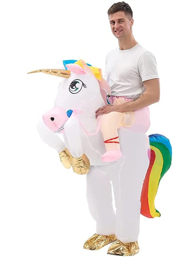 SYOSI - Inflatable Unicorn Costume Funny Fancy Dress Blow-Up Costumes Party Festival Masquerade Riding On Air Suit For Adults Men Women - Image 1