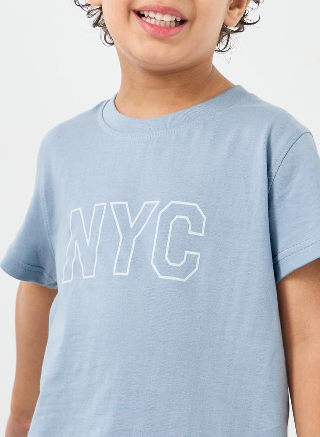 Styli NYC Print T-Shirt and Checked Shorts Set - Image 3