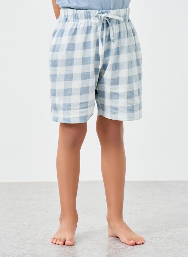 Styli NYC Print T-Shirt and Checked Shorts Set - Image 4