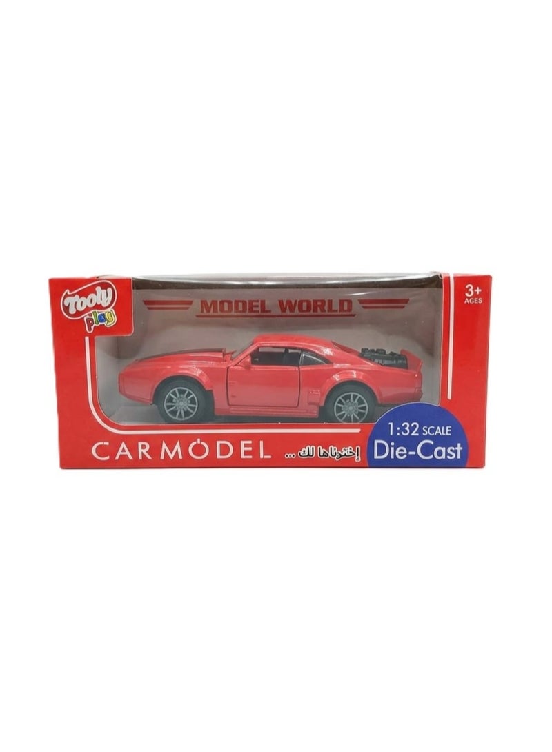 TOOLY Die-cast pull-back metal Stripes Muscle car with music, lights, and manual doors,Red colour , Pack size 15.8x6x6.8 CM. - Image 2