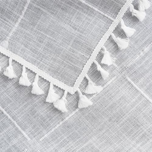 Oubonun Cotton Linen Square Tablecloth - Wrinkle Resistant & Waterproof - Machine Washable Table Cloth with Tassels for Kitchen & Dining, 55''x55'', 4 Seats, Grey - Image 5