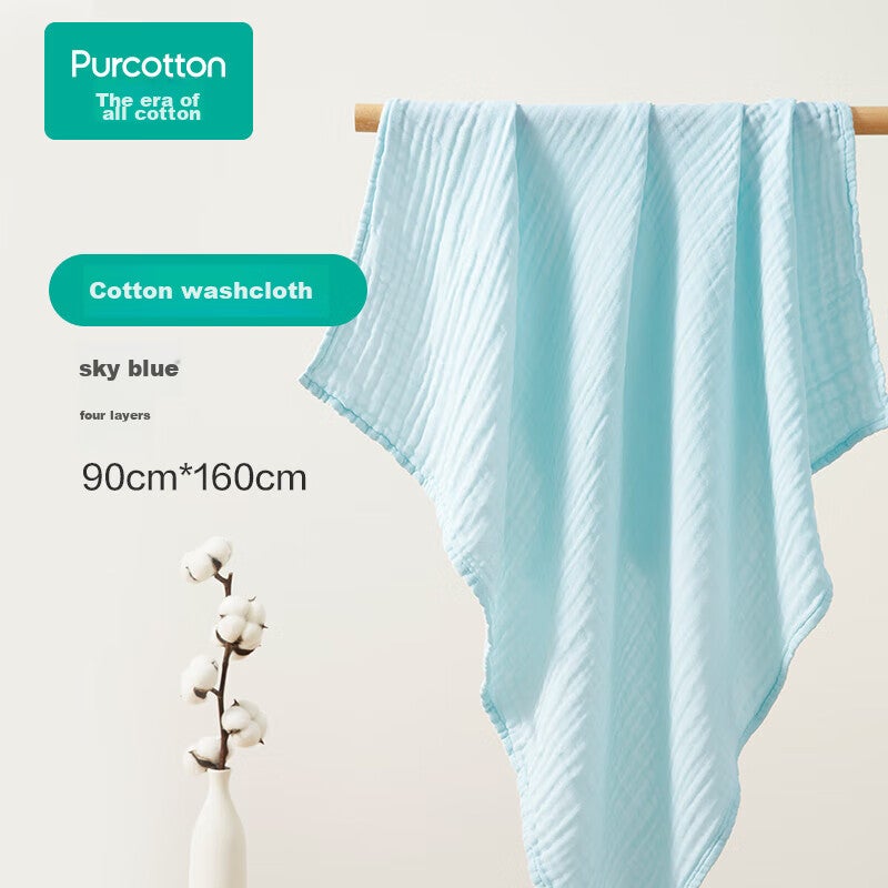 JD Jing Zao PurCotton Gauze Bath Towel, Home Use, Absorbent And Quick-Drying, Skin-Friendly Soft Towel, 90160cm [No Additives], Sky Blue - Image 1