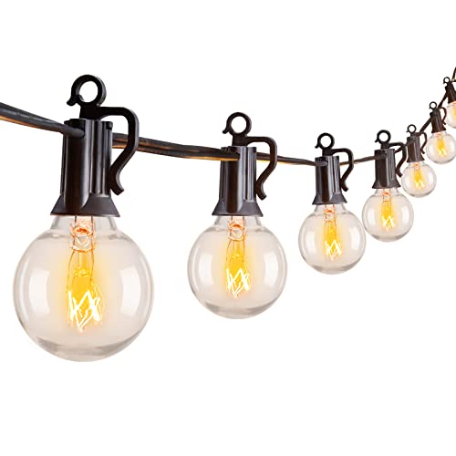 Brightown Outdoor String Light 50Feet G40 Globe Patio Lights with 52 Edison Glass Bulbs(2 Spare), Waterproof Connectable Hanging Christmas Lights for Backyard Porch Balcony Party Xmas Decor, E12 Socket, Black - Image 1