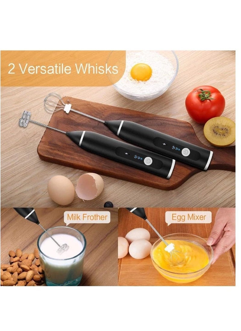 Milk Frother, USB Rechargeable Handheld Electric Foam Maker with 3 Stainless Whisks, 3-Speed Adjustable, Perfect for Bulletproof Coffee, Lattes, Cappuccino, Matcha - Image 5