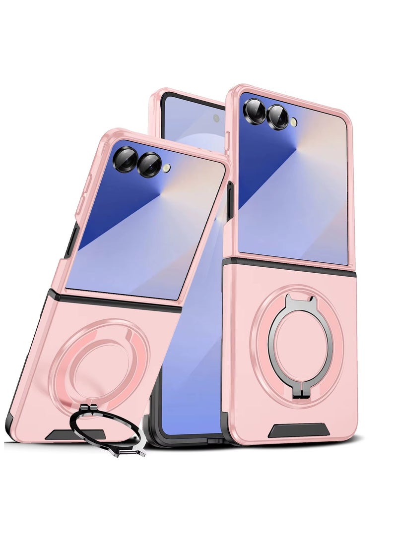 Magnetic Bracket Case for Samsung Galaxy Z Flip 7 Protective Slim Cover with Magnetic Rotating Ring Kickstand [Compatible with Mag-Safe] Ultra-Thin, Shockproof and Anti-Fall Protection  - Image 1