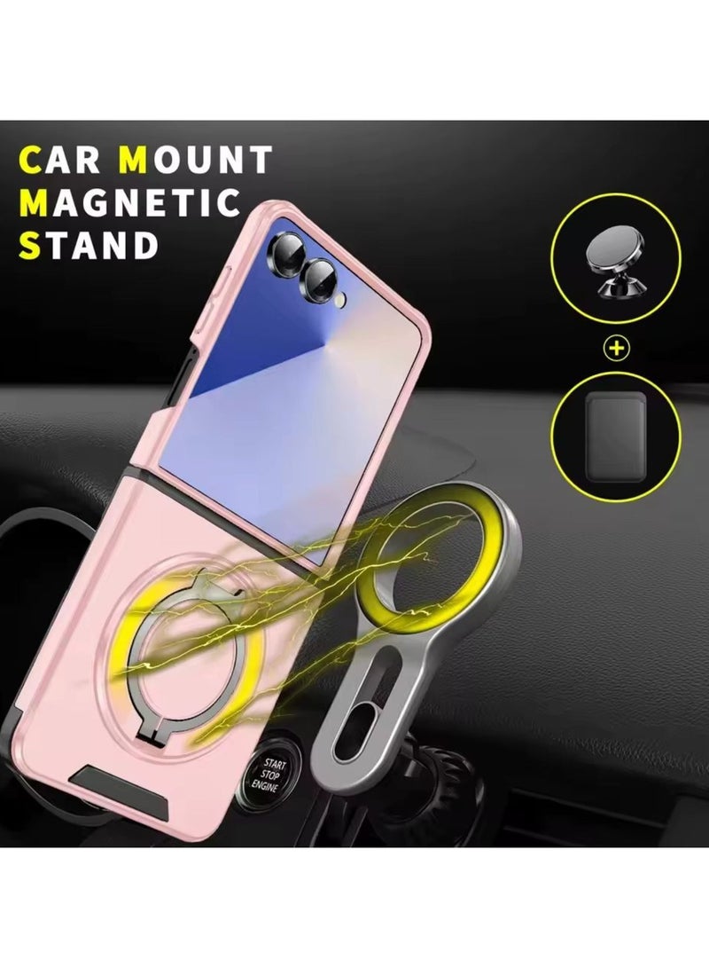 Magnetic Bracket Case for Samsung Galaxy Z Flip 7 Protective Slim Cover with Magnetic Rotating Ring Kickstand [Compatible with Mag-Safe] Ultra-Thin, Shockproof and Anti-Fall Protection  - Image 4