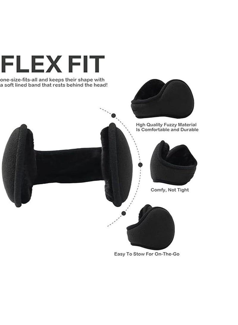 سدادات أذن شتوية مرنة للاستخدام في الخارج وفي الطائرات باللون الأسود - Image 2