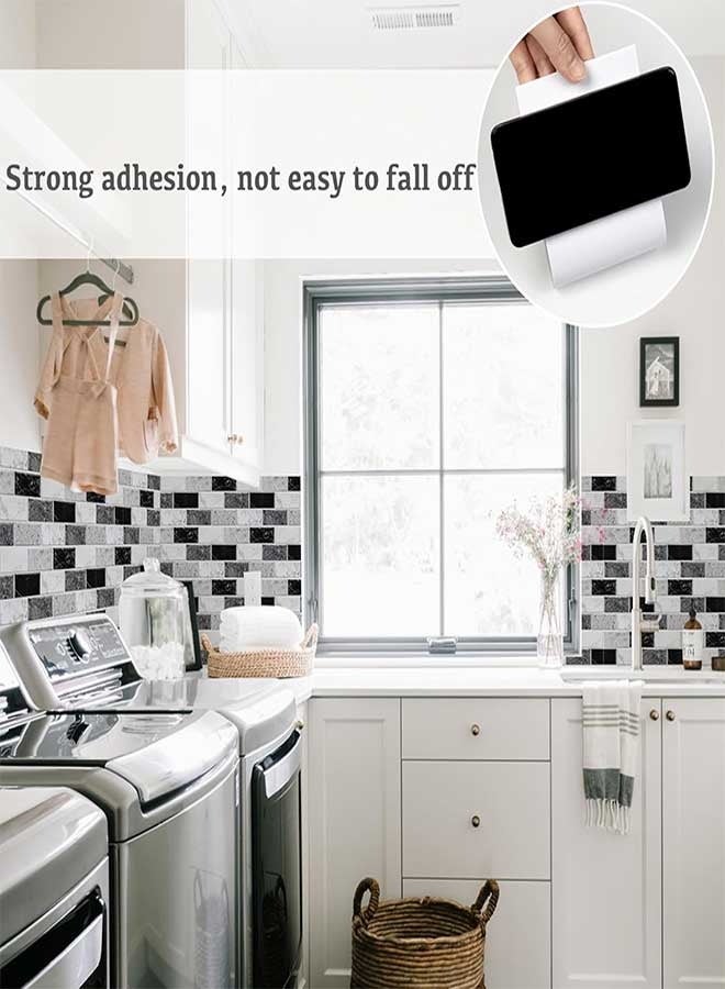 رَوَائِد ١٢ قطعة من ملصقات بلاط للمطبخ والحمام – باللونين الأسود والأبيض، فينيل لاصق مقاوم للماء، ديكور جداري، مقاس ١٥ × ٣٠ سم - Image 5