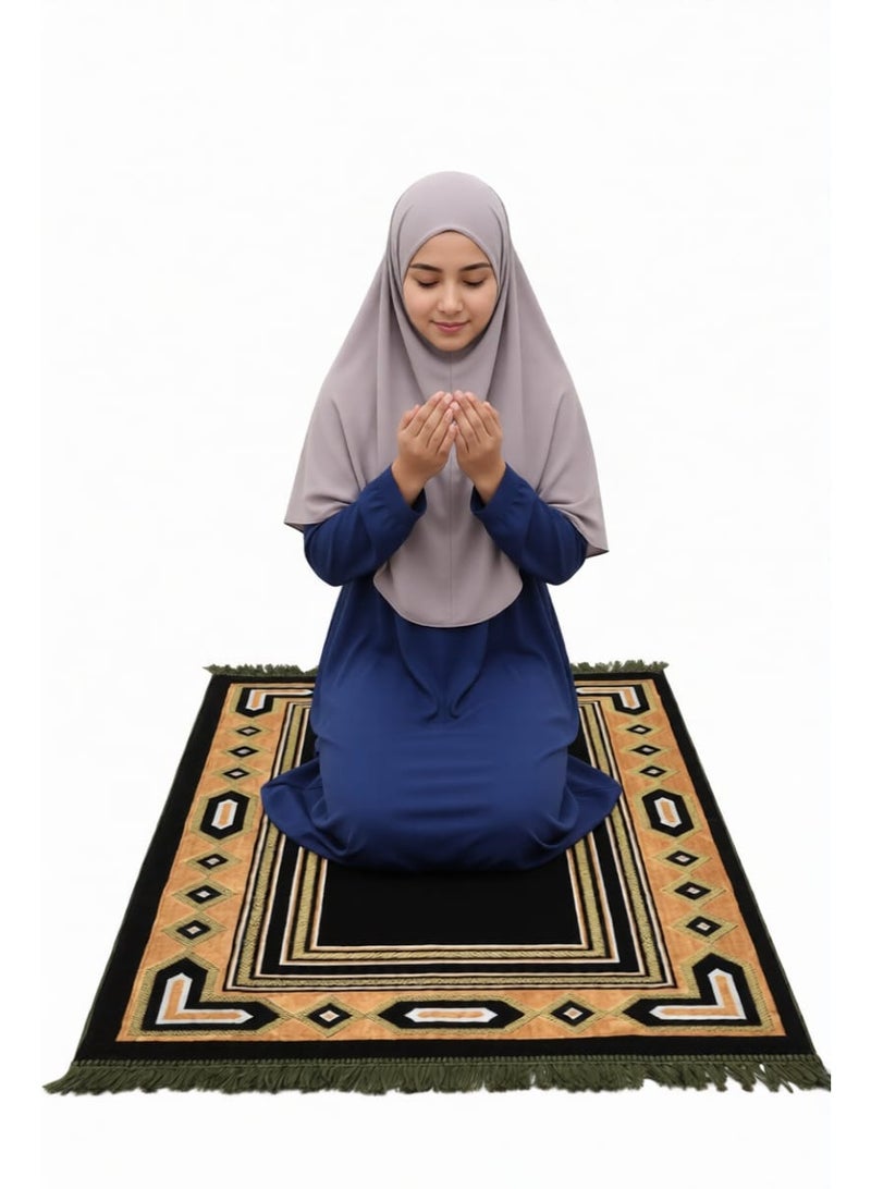 سجادة صلاة إسلامية بتصميم هندسي وشرابات - Image 1