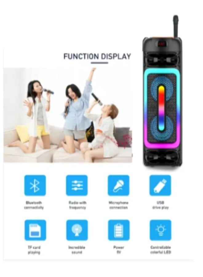 LC BT Portable Speaker with Wireless Mic and Remote Powerful 20W Sound Colorful LED Lights Multi-Function Audio System - Image 3