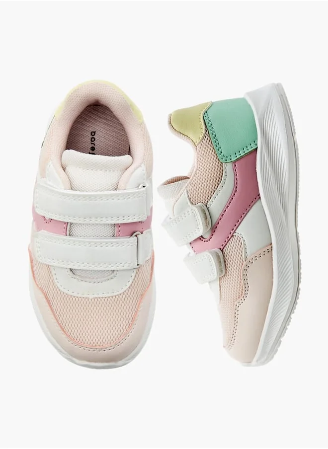 Barefeet Girls Panelled Sneakers with Hook and Loop Closure