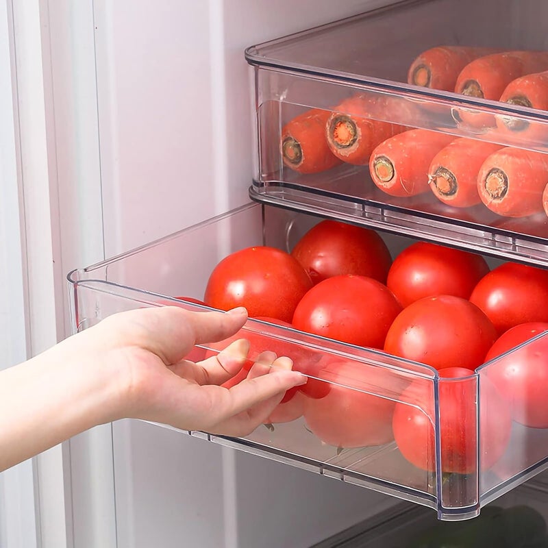 MANO Stackable Refrigerator Drawers Pull Out Clear Fridge Drawer Organizer Bins Divided Storage Box Plastic Food Containers Set for Pantry Kitchen Cabinet Dresser Clothes - Image 3