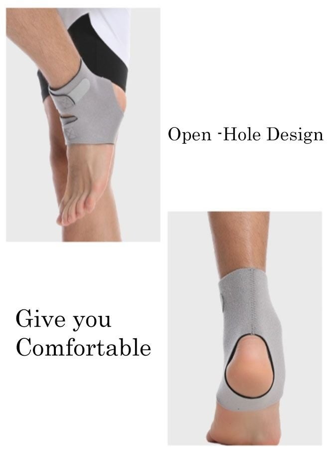 دعامات دعامة الكاحل، دعامة كاحل قابلة للتعديل بتصميم مفتوح للكاحل الملتوي، تعمل على تثبيت الأربطة ومنع إعادة الإصابة للرجال والنساء، وتخفف التورم والالتواء في الكاحل، لون رمادي L - Image 5