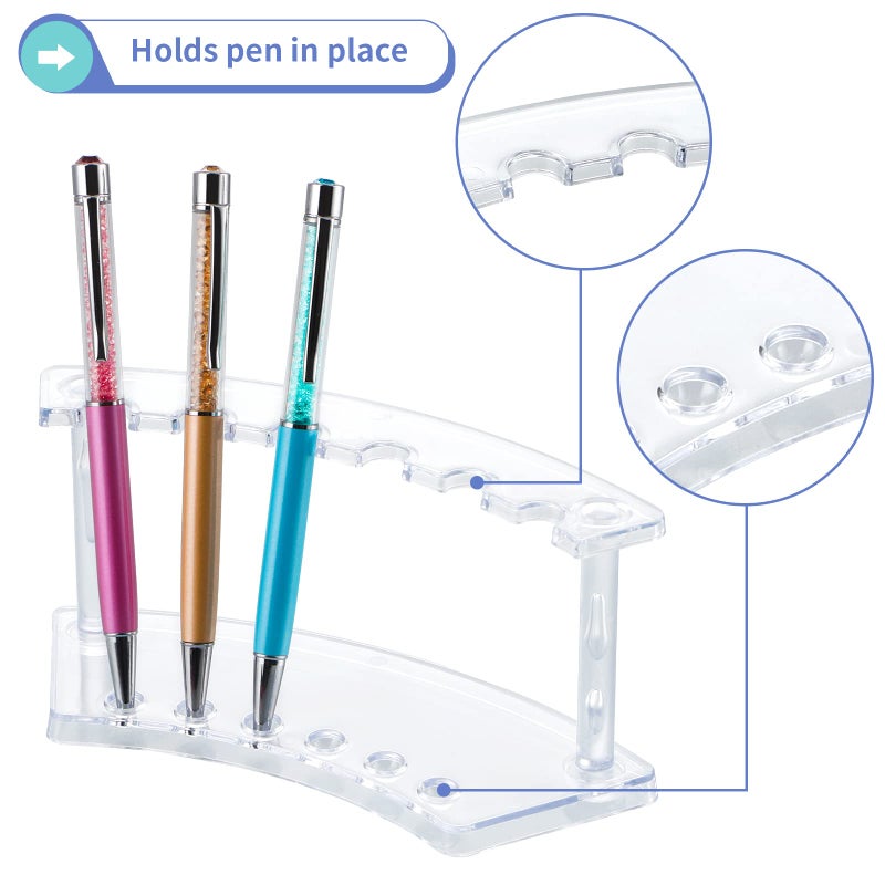 MOLIGOU 6 Pcs Pen Display Stand, 6 Slots Plastic Pen Holder, Clear Pen Display Rack for Craft Shows - Image 3