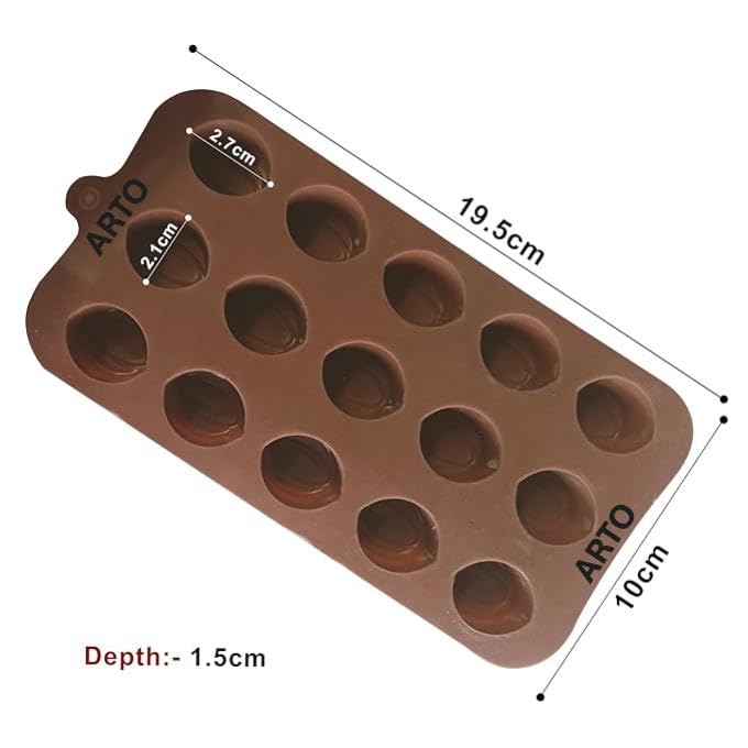 ARTO Realistic Almond Shape Silicone Chocolate Mould, 15 Cavity | Deep Non-Stick Tray for DIY Dry Fruit Chocolates | Perfect for Sugar-Free, Keto & Festival Gifts (1 Piece) - Image 3