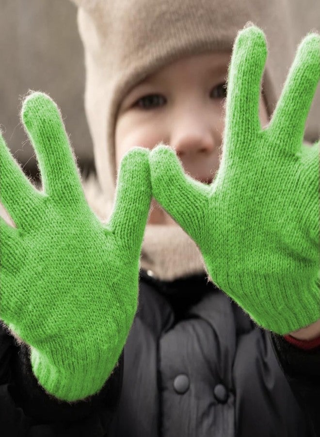 PLZSITDOWN 2 Pairs Kid Winter Gloves Toddler Solid Knit Warm Stretchy Magic Gloves for Boys Girls Green - Image 3