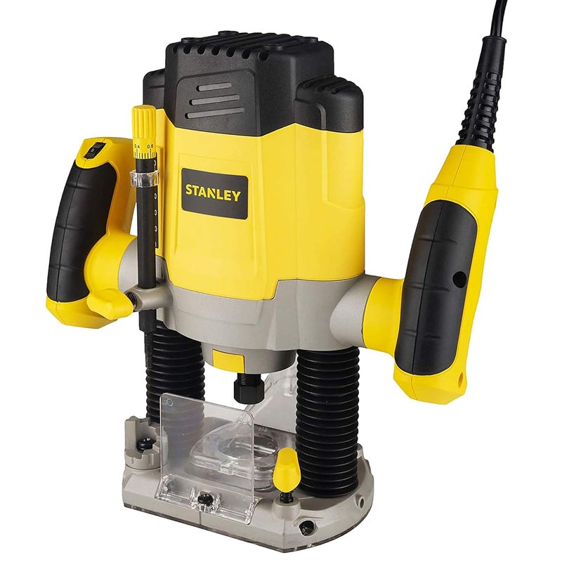 Stanley STANLEY SRR1200 Plunge Router 1200W 55mm Variable Speed With 6 Router Bits with Spindlelock Antistatic shoe coating 1 Year Warranty YELLOW BLACK  - Image 1