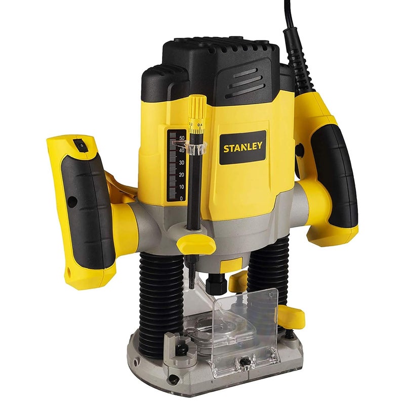 Stanley STANLEY SRR1200 Plunge Router 1200W 55mm Variable Speed With 6 Router Bits with Spindlelock Antistatic shoe coating 1 Year Warranty YELLOW BLACK  - Image 3
