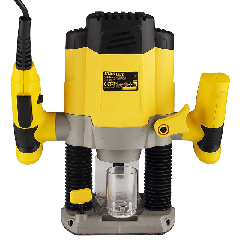 Stanley STANLEY SRR1200 Plunge Router 1200W 55mm Variable Speed With 6 Router Bits with Spindlelock Antistatic shoe coating 1 Year Warranty YELLOW BLACK  - Image 4