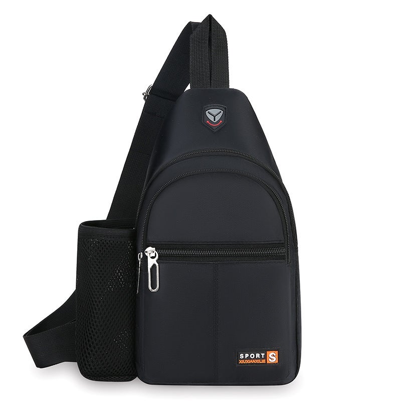 Mens crossbody chest bag new large capacity casual Oxford cloth shoulder small backpack fashion trendy shoulder messenger bag Black