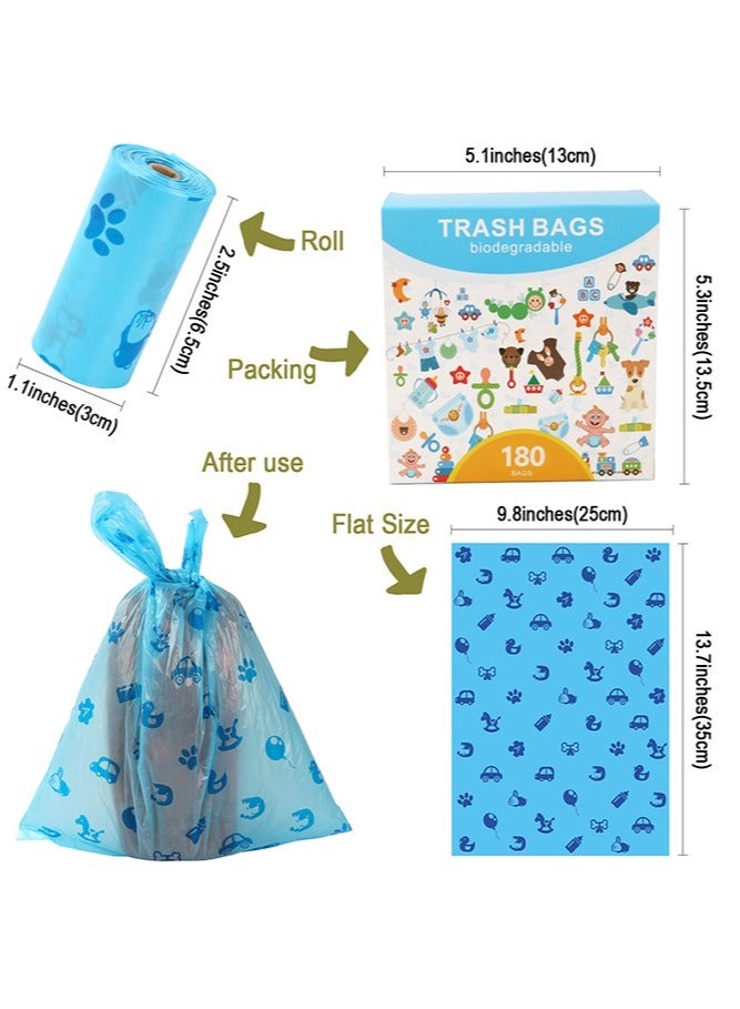 Bebiland 180-Piece Disposable Diaper Bag Refills with Dispenser, Safe and Odour Control Biodegradable Baby Nappy Sacks for Collecting Nappies and Garbage, Blue  - Image 2