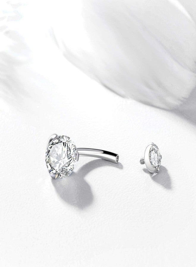 KaseStyle 14G G23 Titanium Belly Button Rings 10mm with Cubic Zirconia Internally Threaded Navel Rings Belly Bars (Prong Set-White) - Image 4