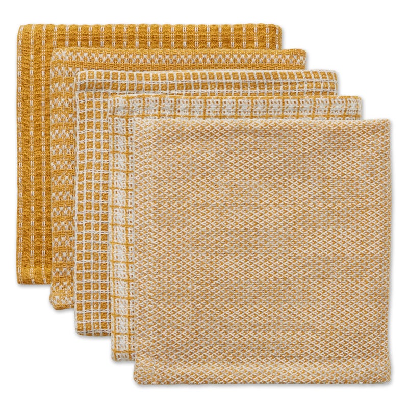 DII Everyday Kitchen Collection Assorted Dishcloth Set, 12x12, Honey Gold, 5 Count - Image 1
