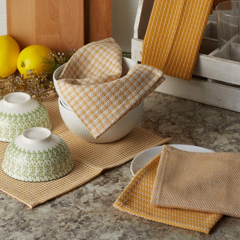 DII Everyday Kitchen Collection Assorted Dishcloth Set, 12x12, Honey Gold, 5 Count - Image 4