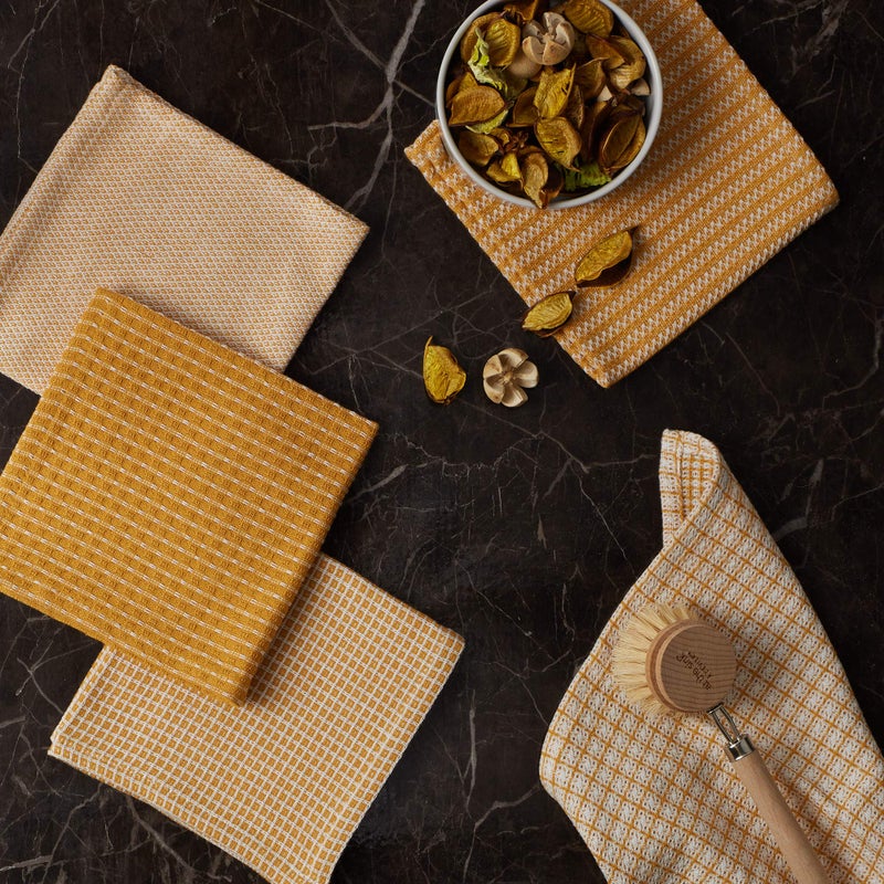 DII Everyday Kitchen Collection Assorted Dishcloth Set, 12x12, Honey Gold, 5 Count - Image 3