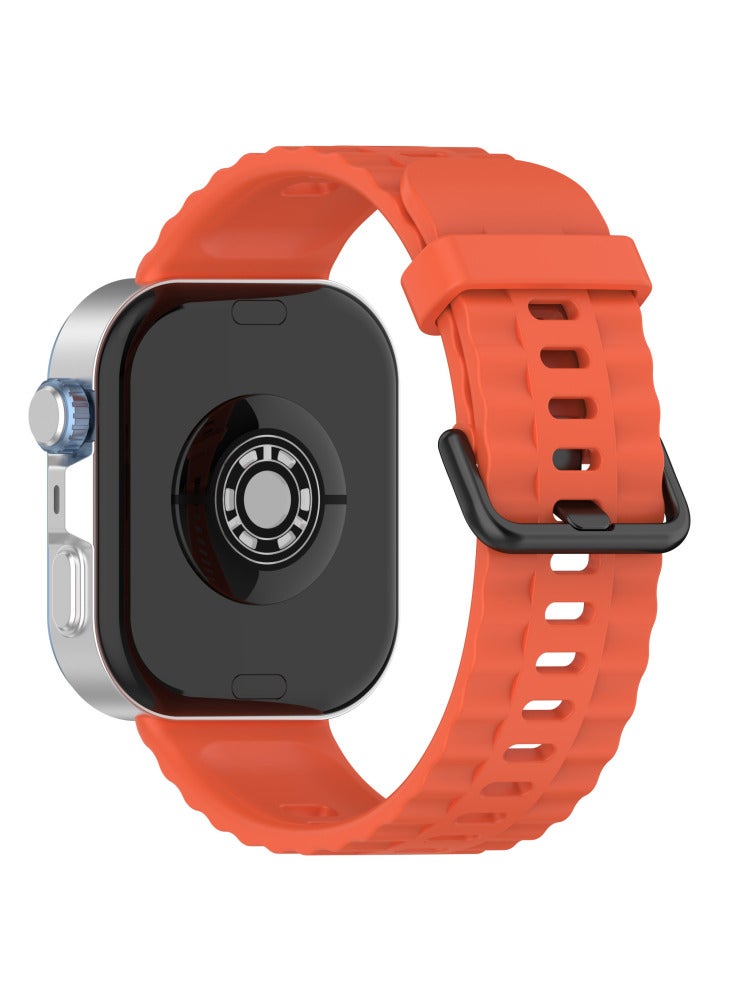 حزام سيليكون مع مشبك أسود لساعة هواوي فيت 4 برو/4/3، حزام قابل للتهوية - برتقالي - Image 1
