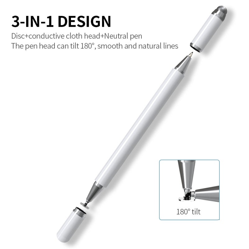 Capacitive Pen 180° Tiltable 3-In-1 Disc Head - Accurate Sensitive Writing Magnetic Pen Cap for Business Office Painting Gaming - Image 4