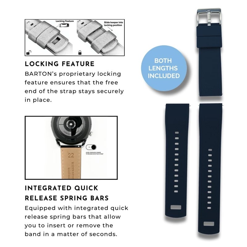 Barton Watch Bands أشرطة ساعة بارتون النخبة من السيليكون - إطلاق سريع، أزرق بحري، 20 مم - Image 5
