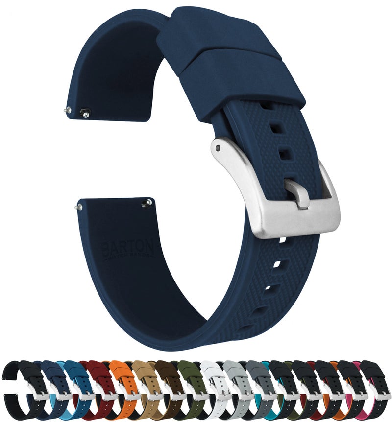Barton Watch Bands أشرطة ساعة بارتون النخبة من السيليكون - إطلاق سريع، أزرق بحري، 20 مم - Image 1
