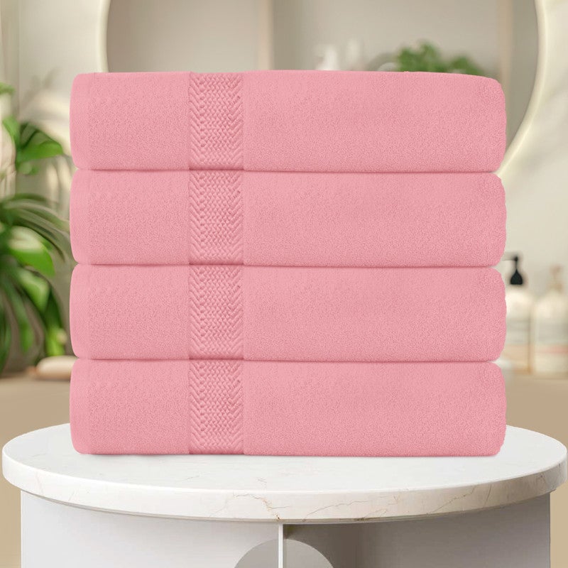 REST Bath Sheet   Set of 4 Dust Pink Cotton Bath Sheet  100x150cm , 39x59 inch Absorbent Cotton Hotel Quality Quick-Dry Durable Comfortable Stylish Thick Bath Sheet Set Machine Washable - Image 2