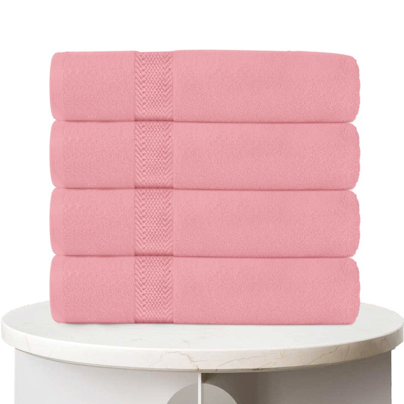 REST Bath Sheet   Set of 4 Dust Pink Cotton Bath Sheet  100x150cm , 39x59 inch Absorbent Cotton Hotel Quality Quick-Dry Durable Comfortable Stylish Thick Bath Sheet Set Machine Washable - Image 1