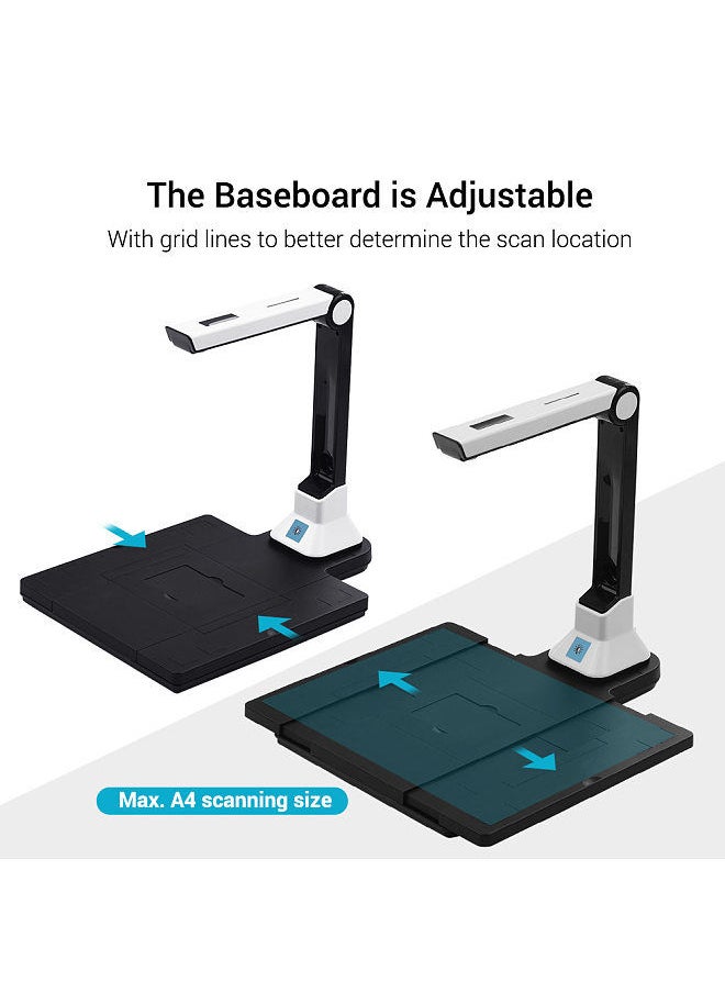Generic - BK50 Portable 10 Mega-pixel High Definition Scanner Capture Size A4 Document Camera with Hard Plastic Plate for Card Passport File Documents Recognition Support 7 Languages - Image 1