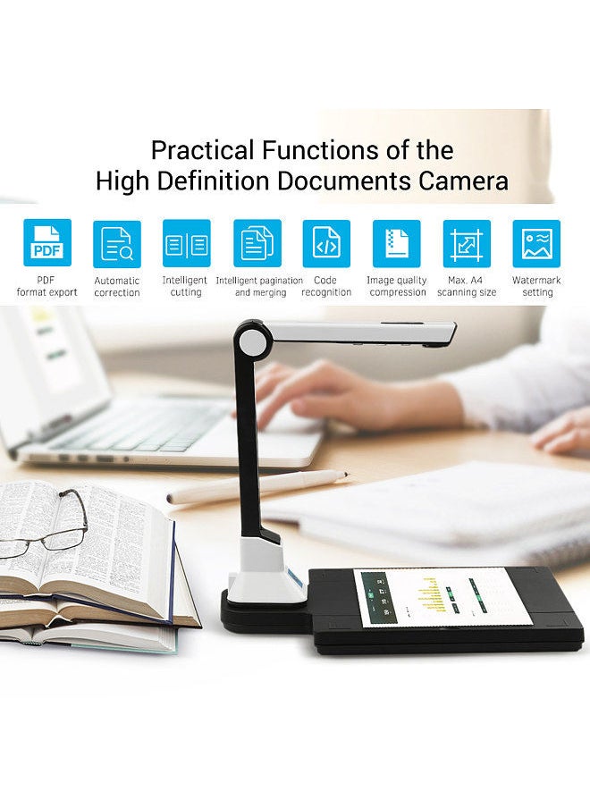 Generic - BK50 Portable 10 Mega-pixel High Definition Scanner Capture Size A4 Document Camera with Hard Plastic Plate for Card Passport File Documents Recognition Support 7 Languages - Image 1