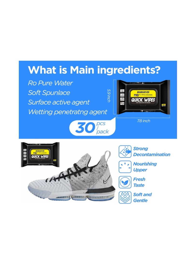 BIGBIGRIVER Shoe Cleaning Wet Wipes 2 Packs 30 Pcs Each for Leather Shoes, Sneakers , Sports Shoes, Boots, Loafers and Oxfords, Sandals & Flip-Flops - Image 3