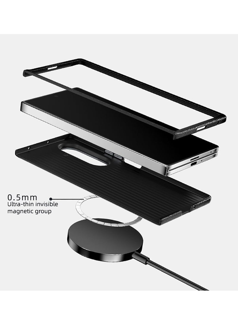 General Carbon Fiber Magnetic Case Compatible with Samsung Galaxy Z Fold 7 2025Cover with Invisible Magnetic, Ultra-thin Matte Anti Shock and Anti Fall Cover for Wireless Charging  - Image 2