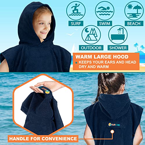 Suncube SUN CUBE Kids Changing Robe Surf Poncho, Kids Beach Towels, Hooded Towel for Toddler Bath Pool, Microfiber Quick Dry Wearable Towel Poncho with Hood, Swim Towel for Boys Girls 3-7 Years, Navy Blue - Image 4