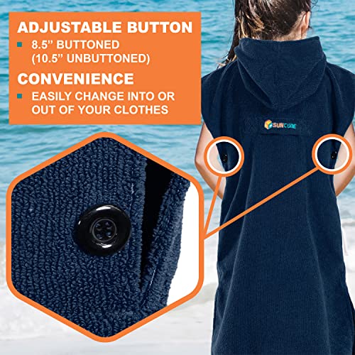 Suncube SUN CUBE Kids Changing Robe Surf Poncho, Kids Beach Towels, Hooded Towel for Toddler Bath Pool, Microfiber Quick Dry Wearable Towel Poncho with Hood, Swim Towel for Boys Girls 3-7 Years, Navy Blue - Image 5