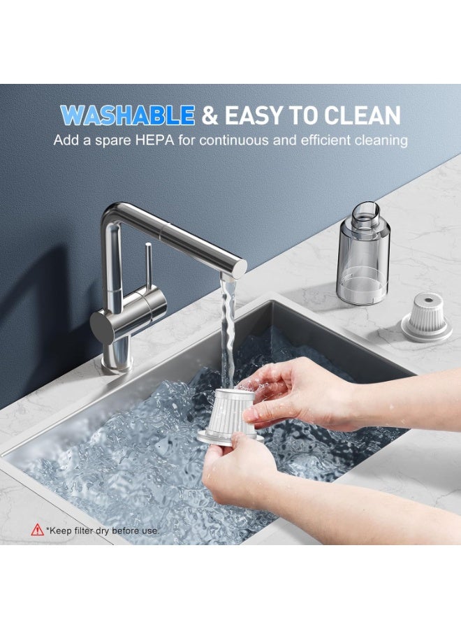 YOUWE7 Handheld Car Vacuum Cleaner, 11000PA Vacuum Cleaner & Air Duster, 120W High Power Vacuum Portable Cordless, Hand Held Vacuum Rechargeable with Multi-Nozzles & LED Light for Home, Car, Office - Image 5