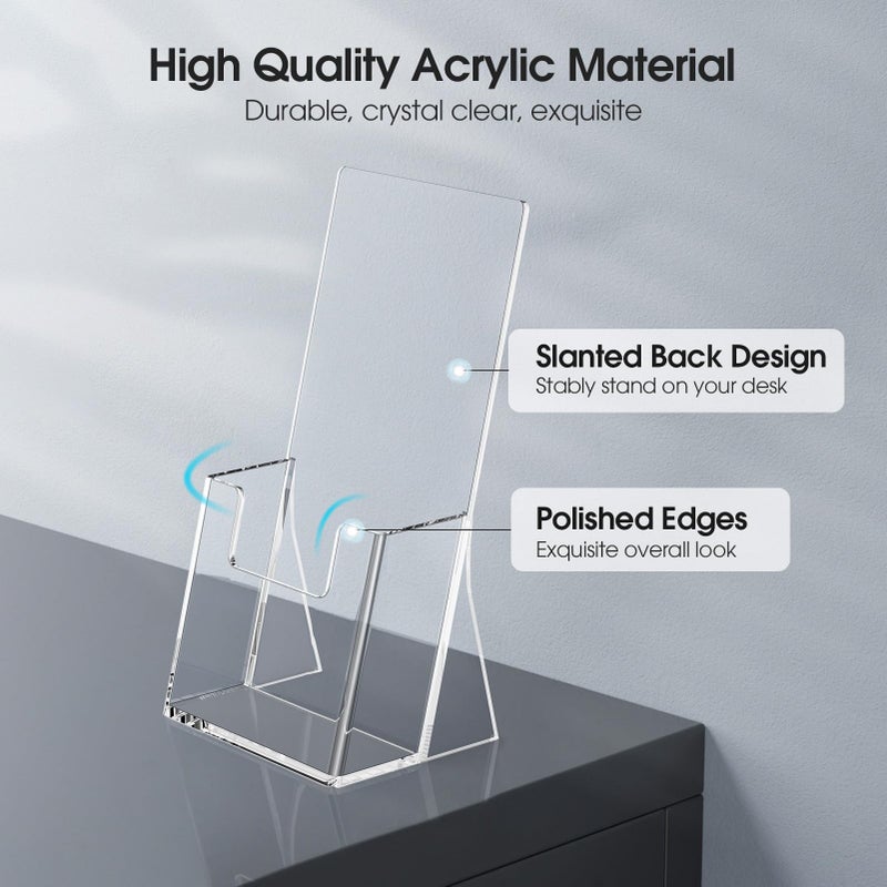 MaxGear Acrylic Brochure Holder 4 Inch, Clear Plastic Countertop Literature Holders, Trifold Flyer Display Stand for Pamphlets, Booklets, Magazines, Menus, Multi Purpose Organizer for Office, 2 Pack - Image 3