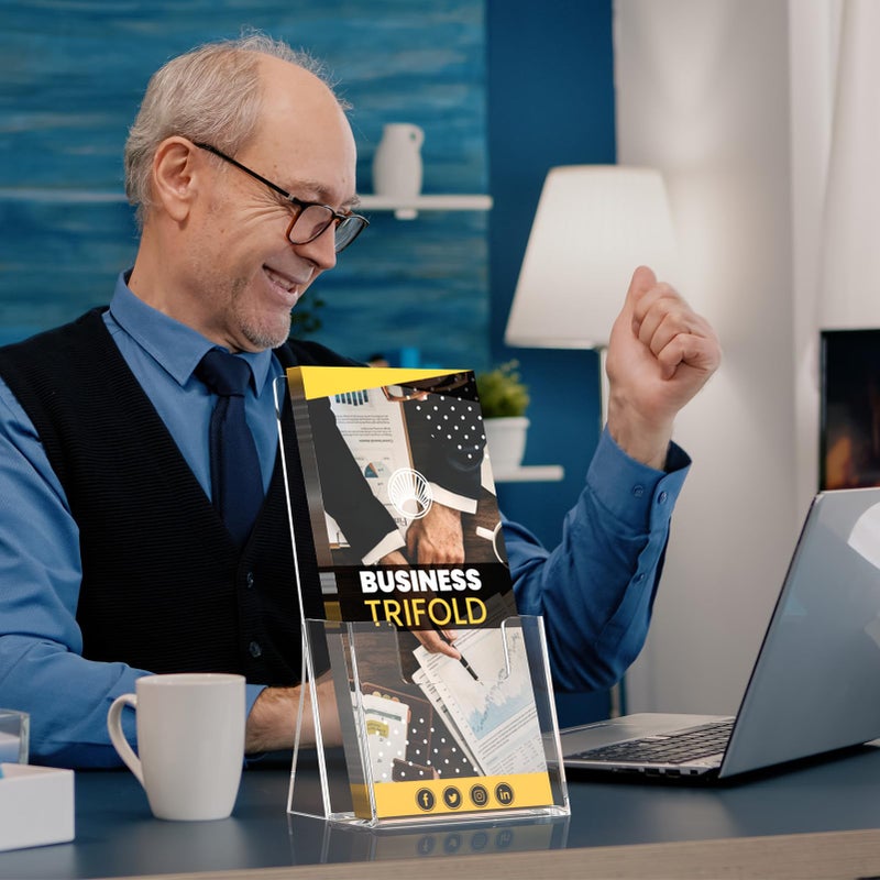 MaxGear Acrylic Brochure Holder 4 Inch, Clear Plastic Countertop Literature Holders, Trifold Flyer Display Stand for Pamphlets, Booklets, Magazines, Menus, Multi Purpose Organizer for Office, 2 Pack - Image 5