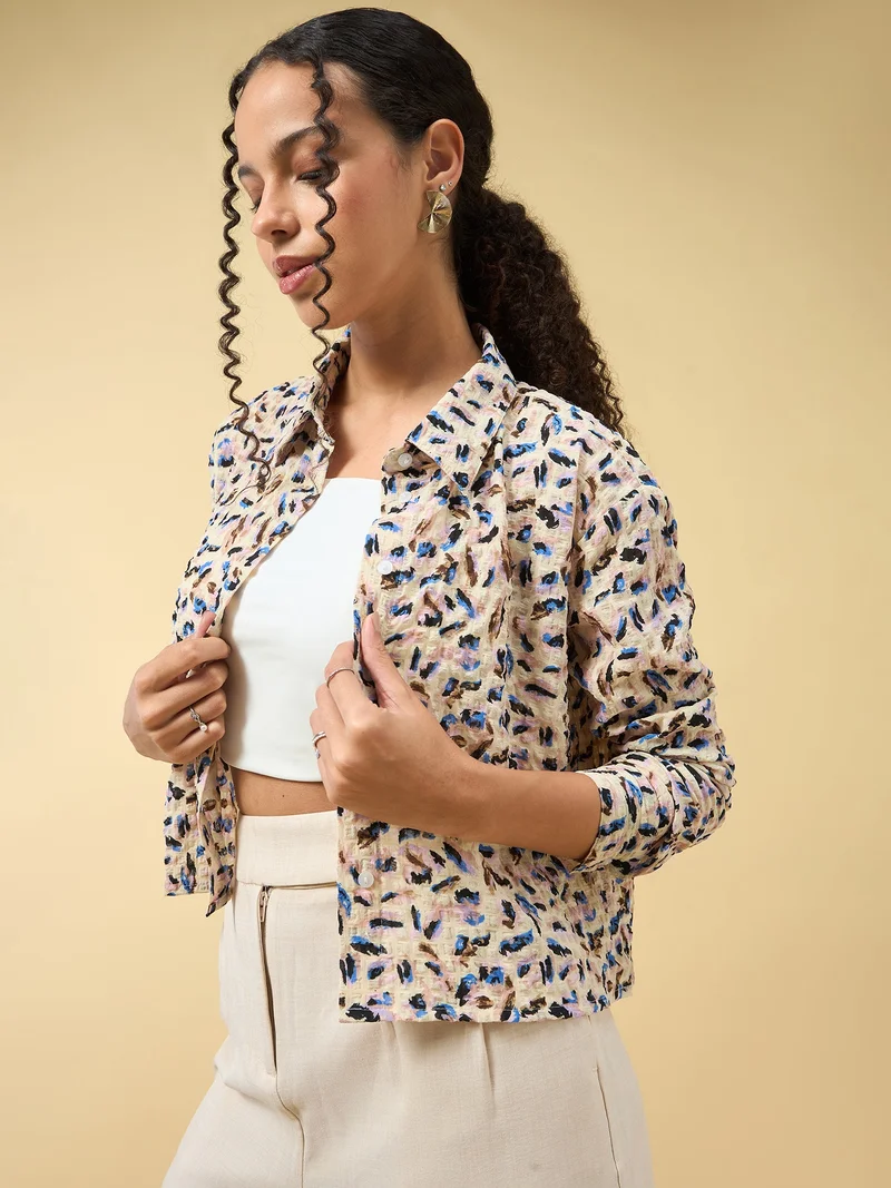 OUTZIDR Beige Textured Shirt