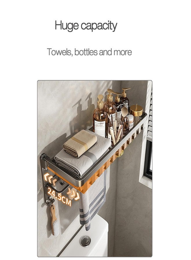 Lancher 24 inches Bathroom Shelf Tower Rack (No Drilling) Shower Rack with Towel Bar with Tower hooks Shower Caddy - Grey - Image 5