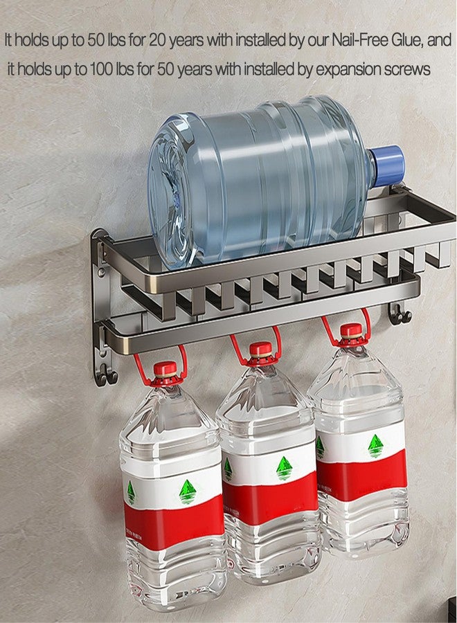 Lancher 24 inches Bathroom Shelf Tower Rack (No Drilling) Shower Rack with Towel Bar with Tower hooks Shower Caddy - Grey - Image 4