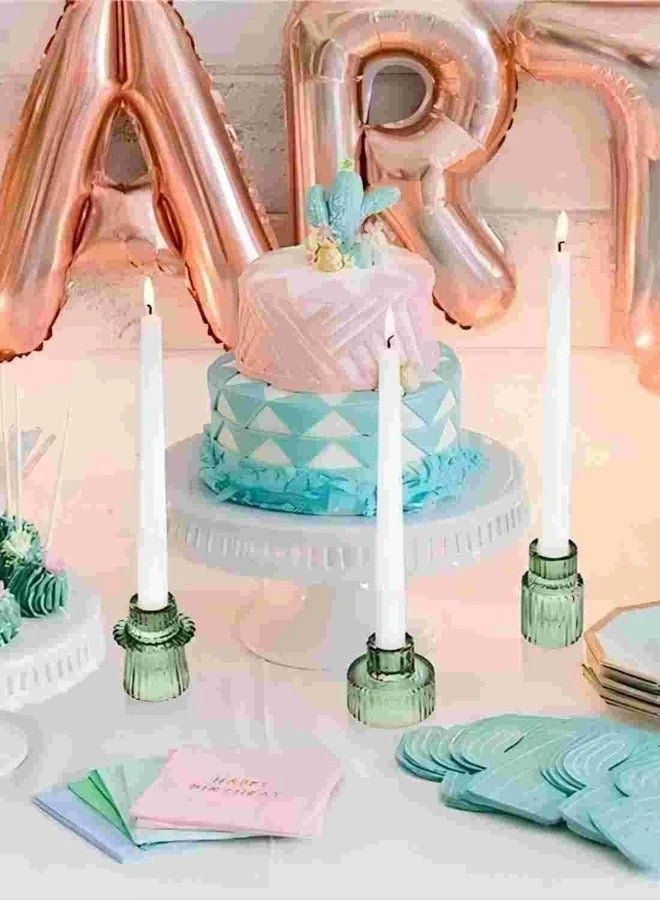 3-Piece Set Of Green Glass Candlesticks With Vertical Stripes, Dual-Purpose Candlesticks, Glass Candlestick Cups, Thick Candles And Thin Candles, Dual-Purpose High-End Candle Cups, Household Candlestick Ornaments,Halloween,Spooky,Autumn, Winter,Holiday,Festival,Room Decor,Gifts - Image 1