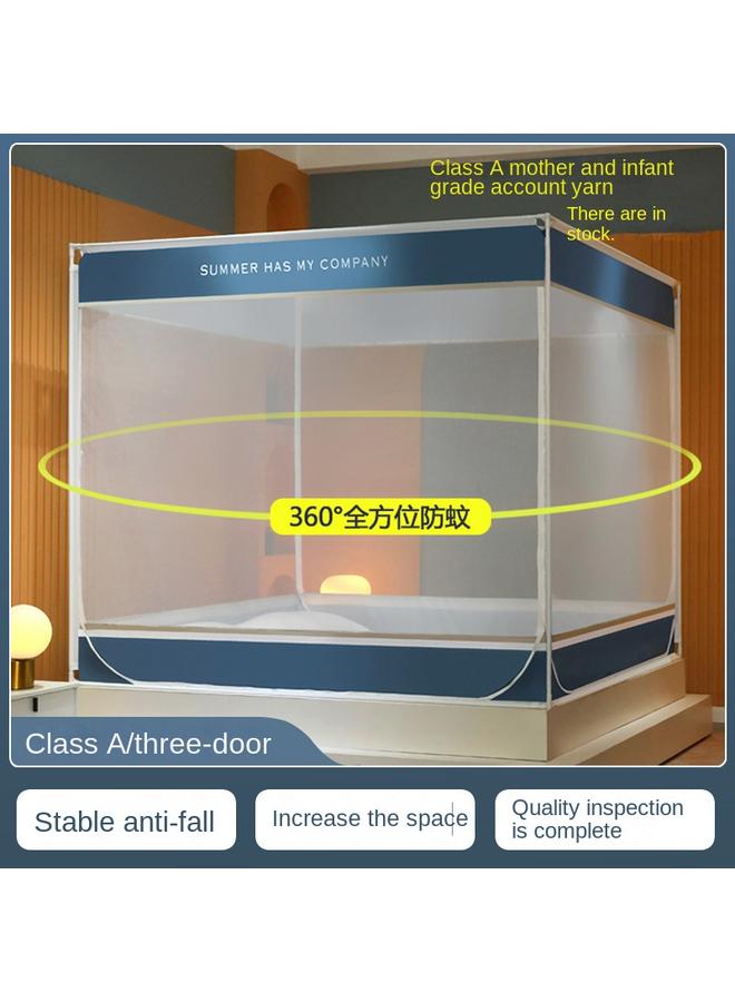 Bluejw 2022 Bed-style Square Top Anti-drop Mosquito Net Wholesale Three-door Zipper Seat Bed Tone Household Children's Anti-drop Text Tone - Image 2